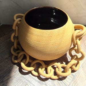 Chain Vase | Sculptural Ceramic Vessel with Amber Interior | Handmade Statement Piece | Stillwarm Studios