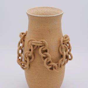 Large Sculptural Ceramic Chain Vase | Handmade Stoneware Statement Vessel | Contemporary Pottery Art