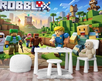 Pixel Art Game Mural – Peel and Stick Wallpaper for Gamer Room