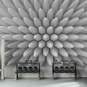 Modern 3D Geometric Wallpaper Mural for Wall – Minimalist Gray Textured Design, Peel and Stick or Traditional Wall Covering for Living Room