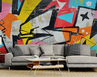 Buntes Graffiti Wandbild – Urban Street Art Wallpaper
