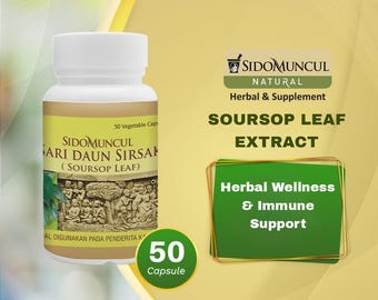 Soursop Leaf Extract 50 Capsules – Natural Herbal Supplement for Wellness & Vitality