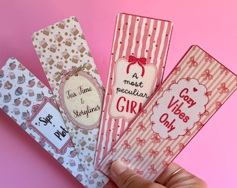 Coquette Bookmark | Girlie Reader | Soft Reader Gift | Reader Decision Flip Coin