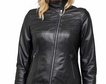 SOHO Black Leather Moto Jacket - Etsy
