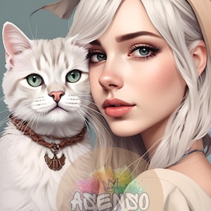 Girls with Cat Clipart PNGs | Canva Editable Planner Graphics for Digital Download & Crafts