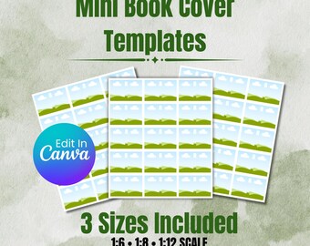 Editable Mini Book Cover Templates, Canva Printable, Three Sizes, Digital Download for 3D Printed Book Blanks