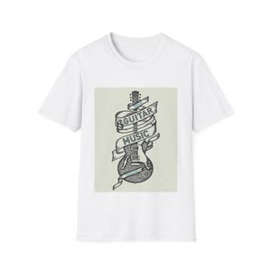 Guitar Music Unisex T-Shirt, Softstyle Tee for Musicians, Music Lover Gift, Band Merchandise, Casual Wear, Birthday Present