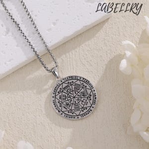 Seal of Seven Archangels Necklace: Sterling Silver Kabbalah Talisman