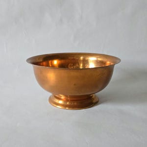 Vintage Solid Copper Pedestal Bowl - Metal Planter on Stand - Footed Large Decorative Bowl, Shelf Decor, Table Centerpiece, Fruit Bowl