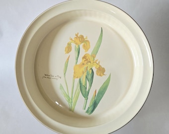Vintage Noritake "The Country Diary of an Edwardian Lady" 1970s Yellow Iris Pie Plate or Quiche Dish - Made in Japan - Excellent Condition