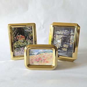 Set 3 Brass Frames - Etsy Vintage‎ Metal Photo Frame Set 3 Pewter Brass Tone 5x7 4x6 Desk Frames 1980s main image 1