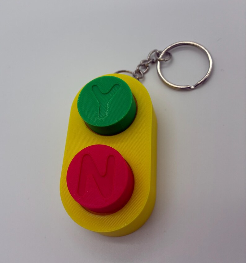 Yes/no Keychain Button, Inspired by Bluey. Traffic Light Fidget ...