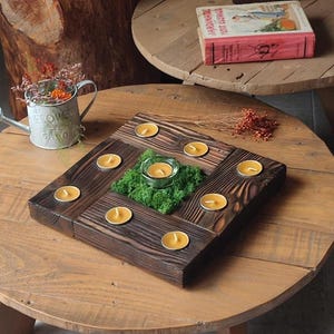 Rustic wooden candle holder