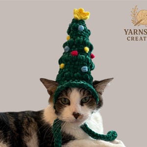 Handmade Christmas Tree Pet Hat – Holiday Costume for Cats & Dogs, Cozy Crochet Pet Accessory