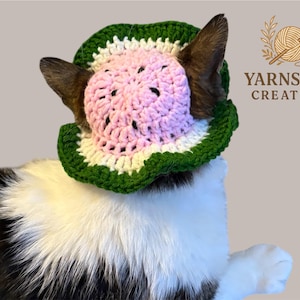 Watermelon Cat Hat – Handmade Crochet Summer Pet Hat – Adorable Fruit Costume for Cats – Yarnspell Creations