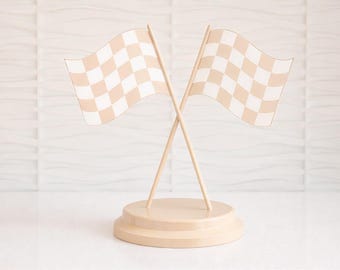 Race Car 3D Printed Flag Centerpiece - Race Car Party Decorations - 3D Printed - Party Decor - Race Car Centerpiece - Two Fast - 1st Lap