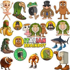 Italian Brainrot PNG Bundle | Funny Meme Clipart | Tun Tung Tung Shahur SVG | Tralalero Tralala PNG | Digital Download | Print & Cut Files