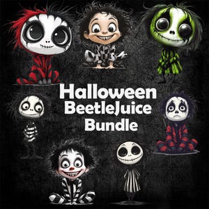 Beetlejuice Halloween Digital Download Pack | PNG  Clip Art Bundle | Cartoon Shirt Designs & Images