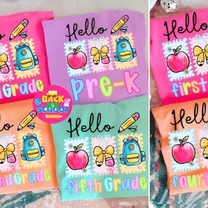 Preppy Back To School PNG Bundle | First Day Of School Shirt Designs | Coquette Teacher PNG | Cute Girl Sublimation T-Shirt Designs