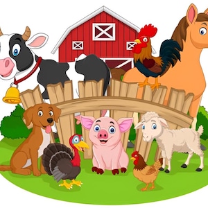 Farm Animals PNG Bundle | Barnyard Animal Cut Files | Cow, Pig, Chicken,Horse,Hen,Dog Clipart | Farmhouse Holiday PNG | Cricut & Design