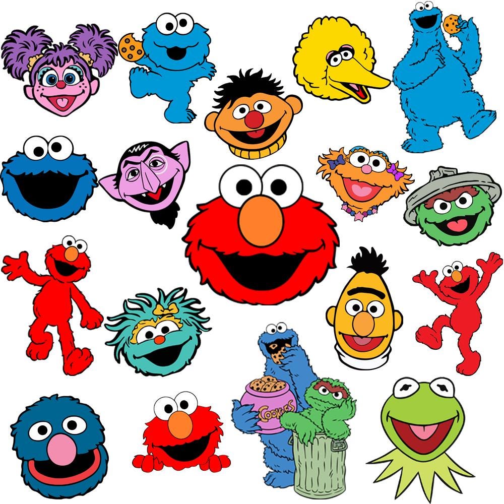 Sesame Street SVG Bundle | Elmo Cookie Monster Big Bird Cut Files | Birthday Party Clipart | Digital Download for Cricut & Silhouette