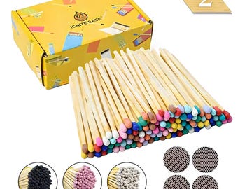 100 Count -Rainbow Matches 2 Inch Match Sticks - Fireplace - BBQ - Kitchen - Striker Box Included