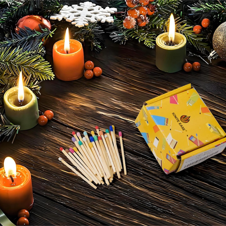 100 Count Safety Rainbow Matches: 2 Inch Colorful Wooden Matches with Striker, Matchsticks with Box for Candle, Fireplaces By IGNITE EASE image 6