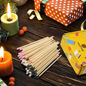 Fósforos largos de seguridad de 10 cm (4 pulgadas), paquete de 100 fósforos para velas y chimeneas, con rascador y caja. imagen 8