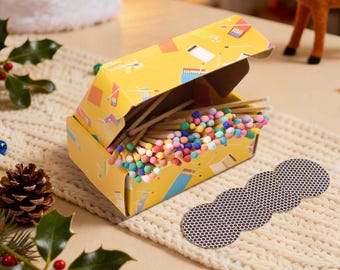 Cerillas de seguridad arcoíris de 100 unidades: cerillas de madera de 2 pulgadas con encendedor, cerillas con caja para velas y chimeneas de IGNITE EASE