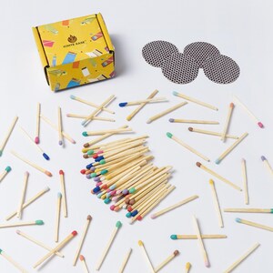 100 Count Safety Rainbow Matches: 2 Inch Colorful Wooden Matches with Striker, Matchsticks with Box for Candle, Fireplaces By IGNITE EASE image 2