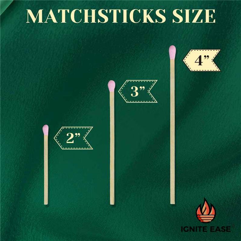100 Count Safety Rainbow Matches: 2 Inch Colorful Wooden Matches with Striker, Matchsticks with Box for Candle, Fireplaces By IGNITE EASE image 4
