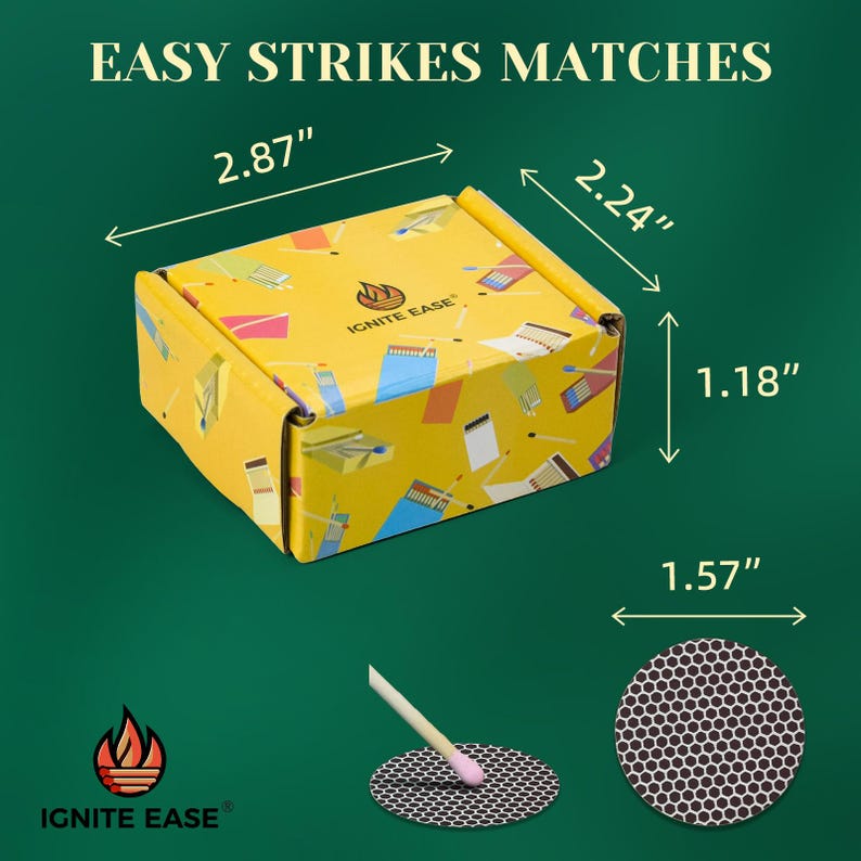 100 Count Safety Rainbow Matches: 2 Inch Colorful Wooden Matches with Striker, Matchsticks with Box for Candle, Fireplaces By IGNITE EASE image 5