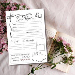 Printable Book Review Sheet - Digital Download for Book Lovers, Readers & Book Clubs