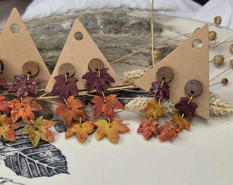 Fall Leaf Clay Dangle Earrings: Handmade