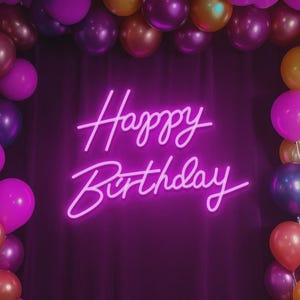 Happy birthday neon sign - Happy birthday LED sign - Custom birthday neon light - Neon birthday backdrop - neon name sign