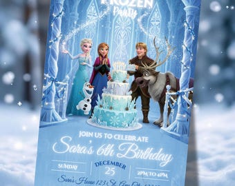 Frozen Birthday Invitation, Elsa Anna Party (Editable Digital Download)
