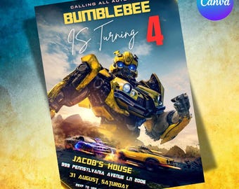 Transformers One Birthday Invitation: Optimus Prime & Megatron (Digital Download, Editable Canva Template)