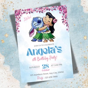 Lilo and Stitch Birthday Invitation: Editable Hawaiian Party (Digital Download)