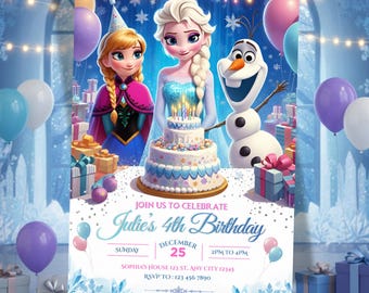 Editable Frozen Birthday Invitation – Winter Wonderland Theme (Digital Download)