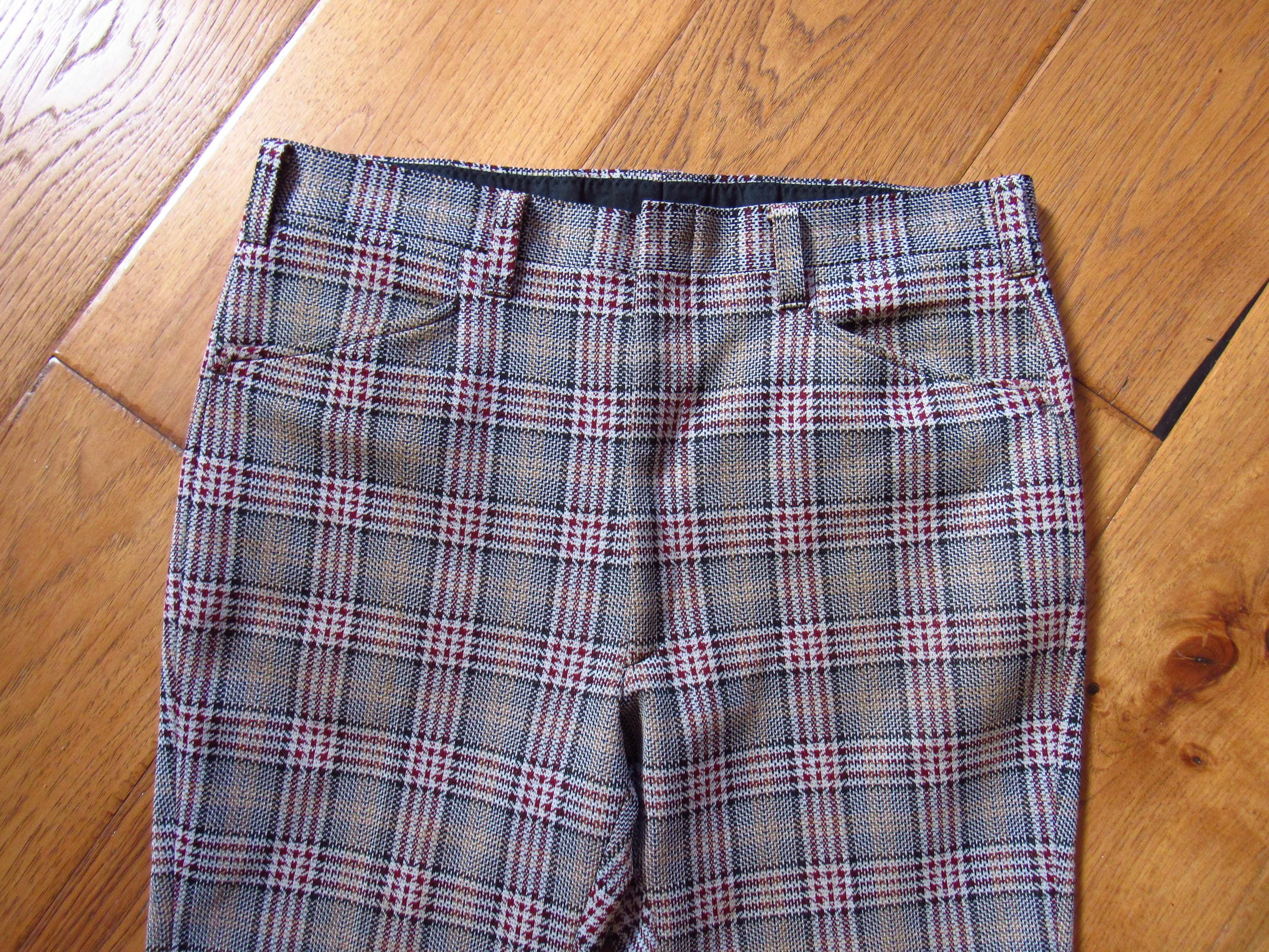 パンツ 70s check pants 70s Mens Plaid Pants - Etsy