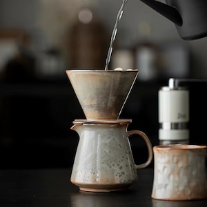 Handcrafted coffee Pour-Over Set: Ceramic V60 Dripper and Coffee Server