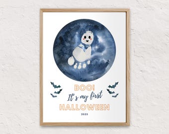 Baby’s First Halloween Ghost Footprint Art, Printable Keepsake Template, Cute Footprint Craft, DIY Halloween Wall Decor, Digital Download