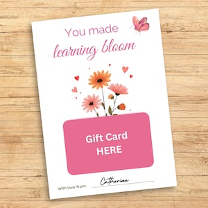 Teacher Gift Card Holder, End Of Year Gift, Teacher Appreciation Gift Card Holder, Printable Teacher Gift, You Made Learning Bloom