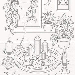 Witchy Coloring pages, set of 4