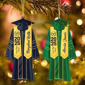 Personalized Graduation Ornament, Custom Class of 2025 Ornament, High School Graduation Gift, College Graduate Ornament, New Graduate Gift