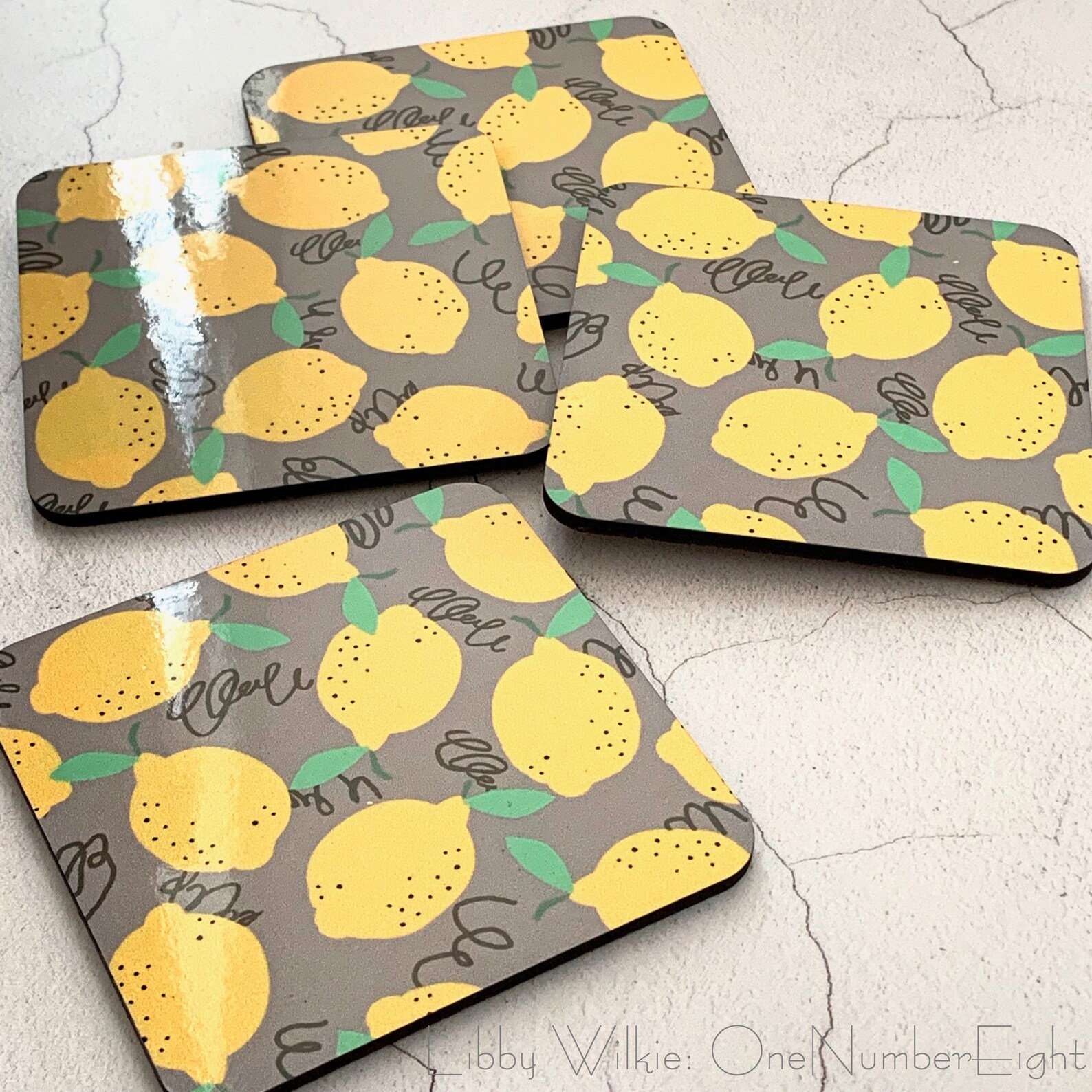 COASTER SET lemon coaster bright and colorful coasters set Etsy