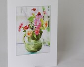Card Green Pitcher with Assorted Flowers