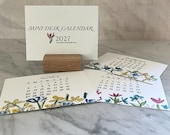2027 Mini Desk Calendar: Watercolor Florals  Optional  Wood Base (4x3")