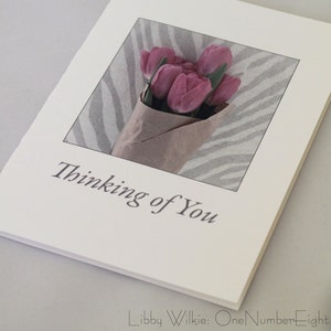 PINK TULIP SYMPATHY card, Thinking of You, Watercolor Sympathy, Photo Sympathy Card, Floral Sympathy Card, Sympathy with Flower image 3