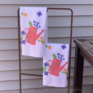 Tea Towel Pink Pitcher towel cotton tea towel Mother's image 3